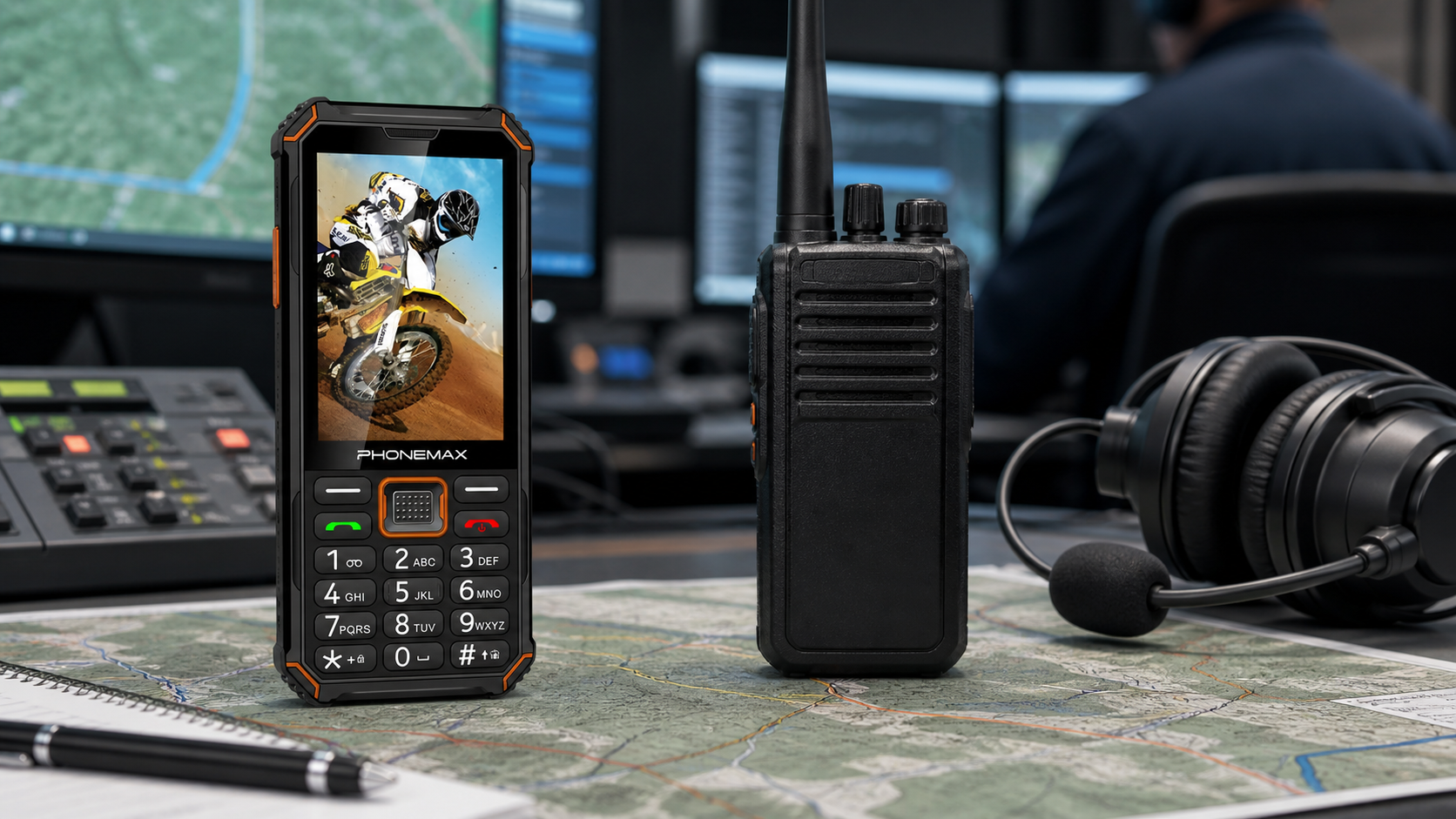 Phonemax F3 T compared with a two-way radio for field communication