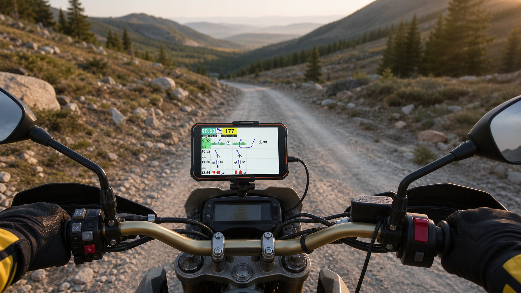 Phonemax N1 rugged navigation tablet mounted on a motorcycle