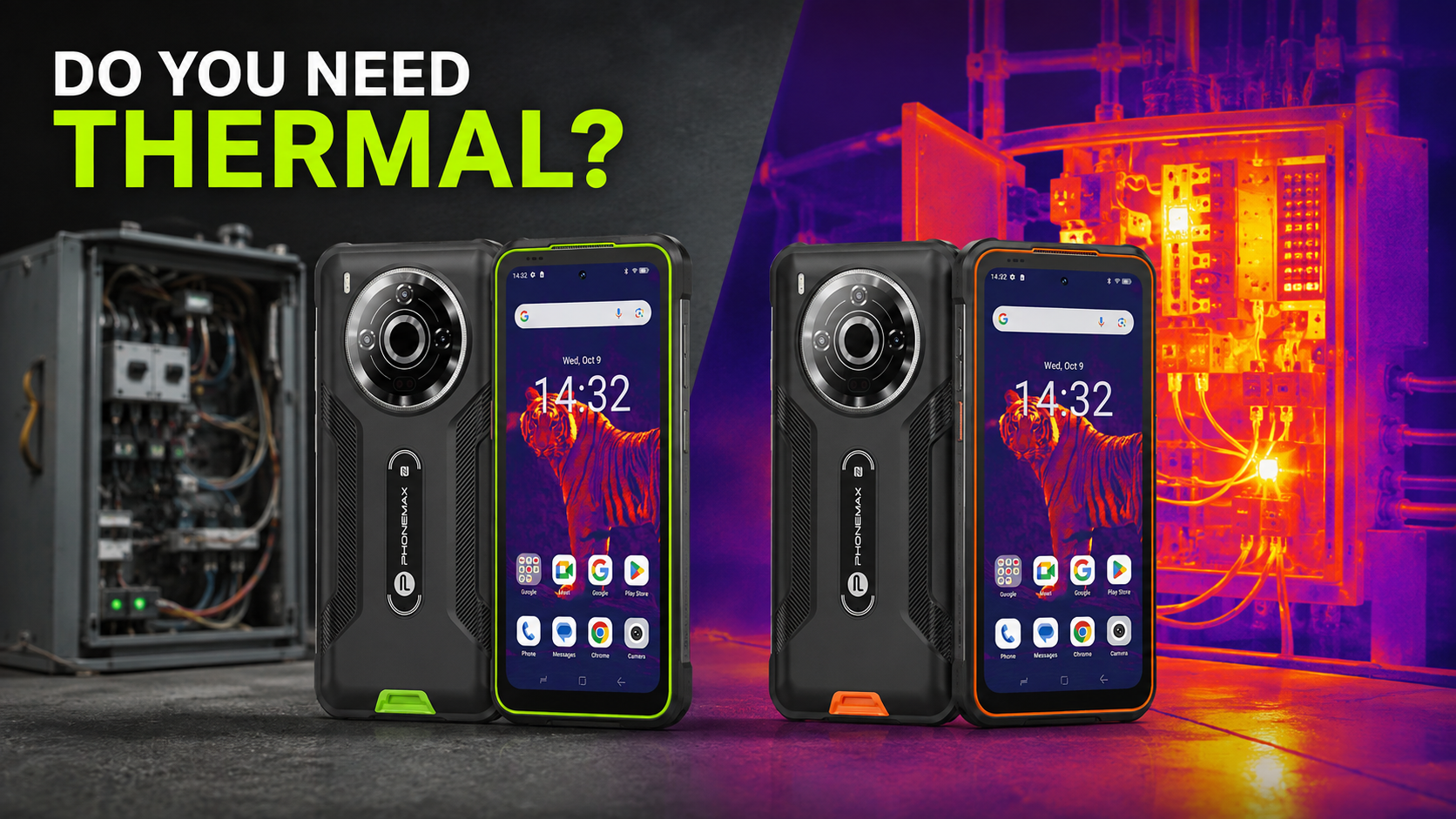 Phonemax P20 and P20 Pro comparing 5G rugged phone workflows without and with thermal imaging
