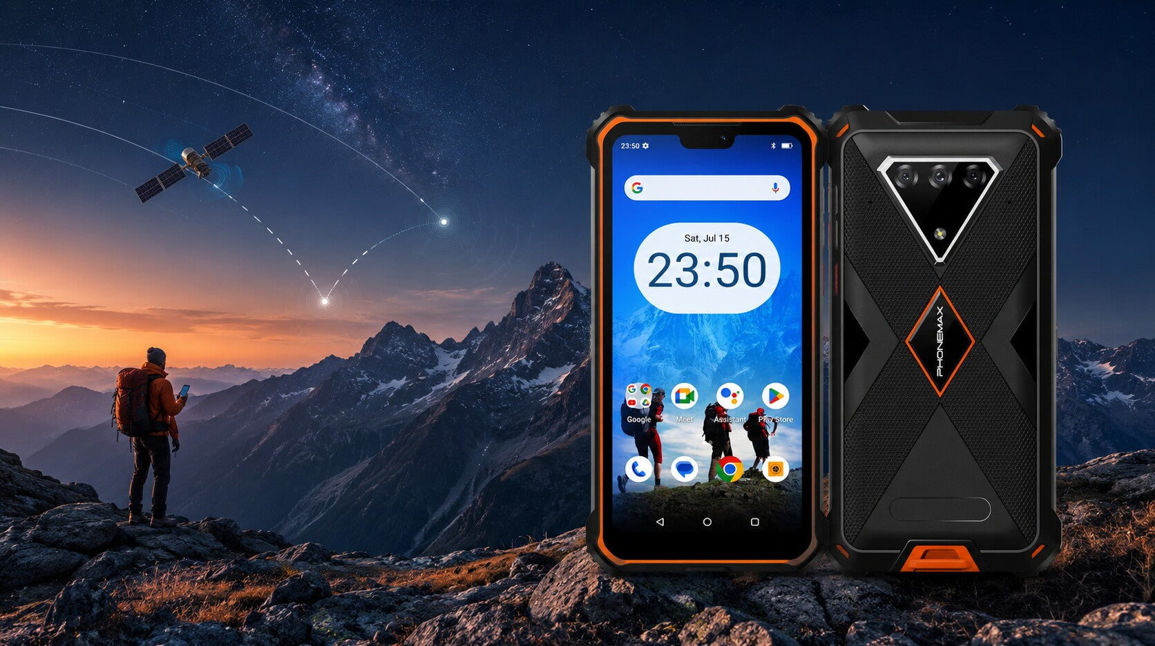 Phonemax M10 in an off-grid satellite-connectivity evaluation scene