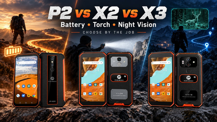 Phonemax P2 X2 and X3 compared for battery torch and night vision