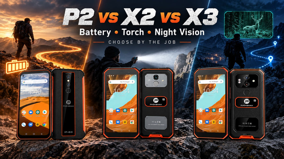 Phonemax P2 X2 and X3 compared for battery torch and night vision