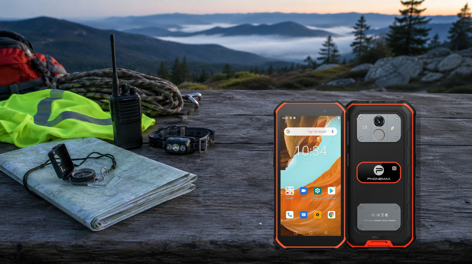 Phonemax X2 beside search-and-rescue planning equipment