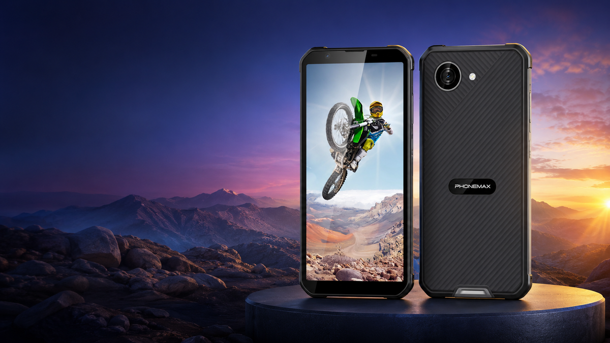 Phonemax X5 new product launch banner with front and rear views