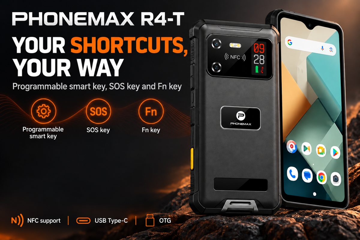 Phonemax R4-T programmable smart key SOS Fn NFC USB Type-C and OTG