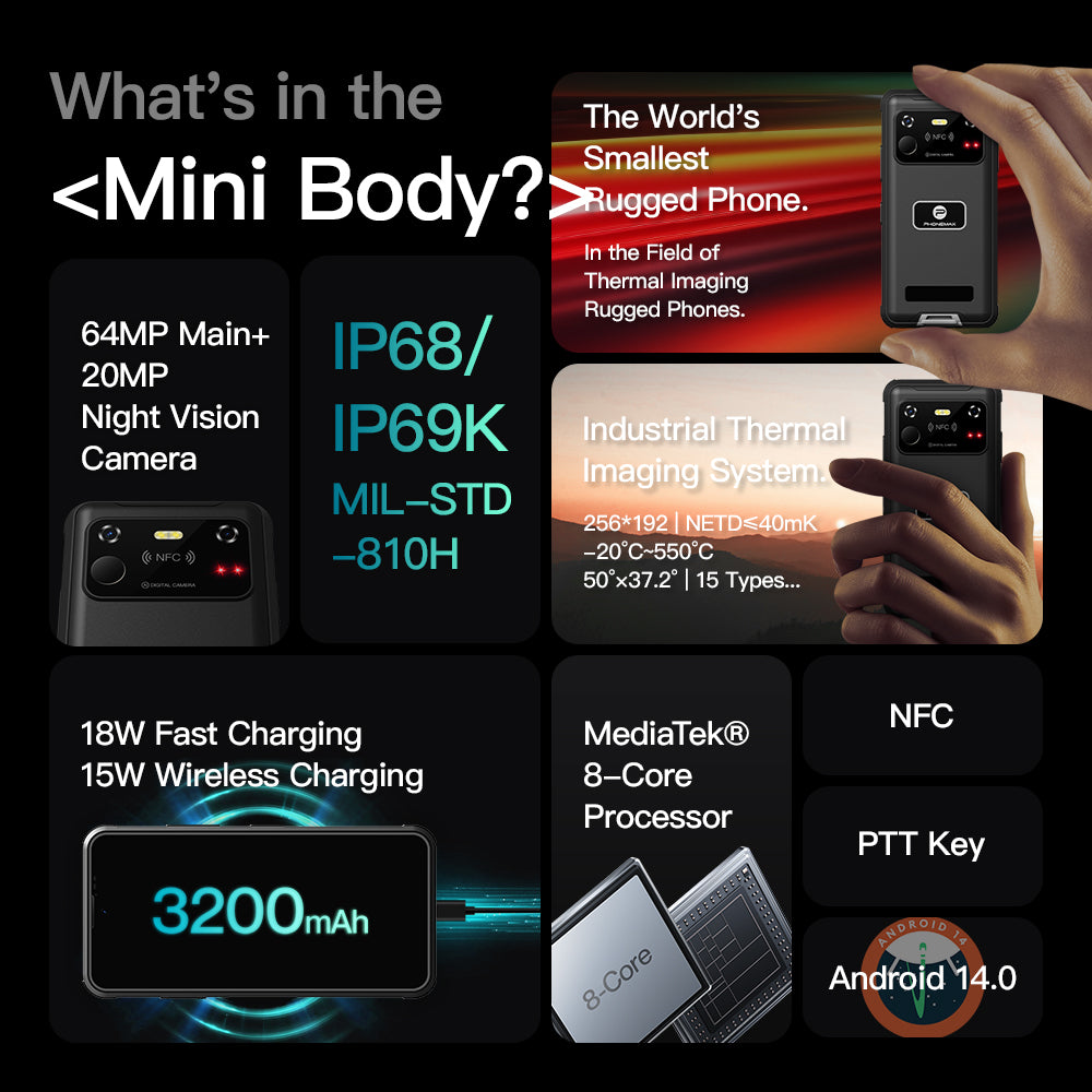 2025 Latest Technology-Phonemax R4 GT: The World's Smallest Thermal Imaging Night Vision Rugged Phone
