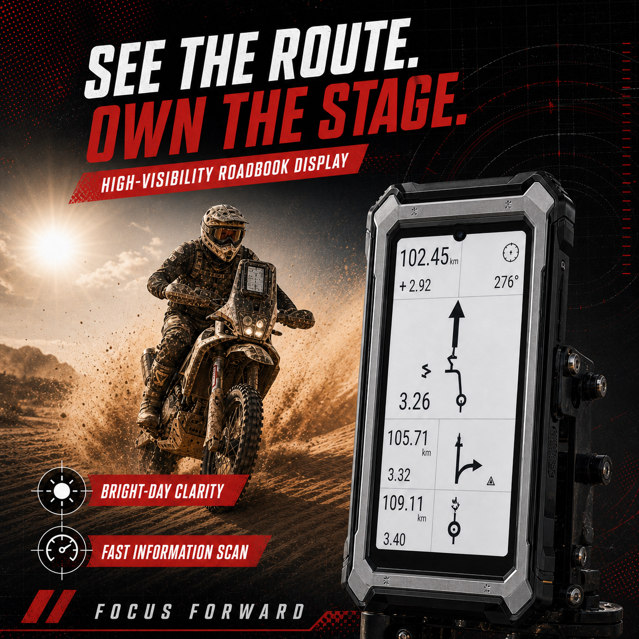 Phonemax N1 high-visibility roadbook display
