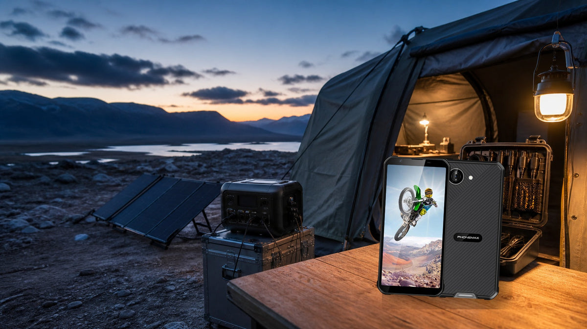 Remote field camp charging station with a Phonemax X5