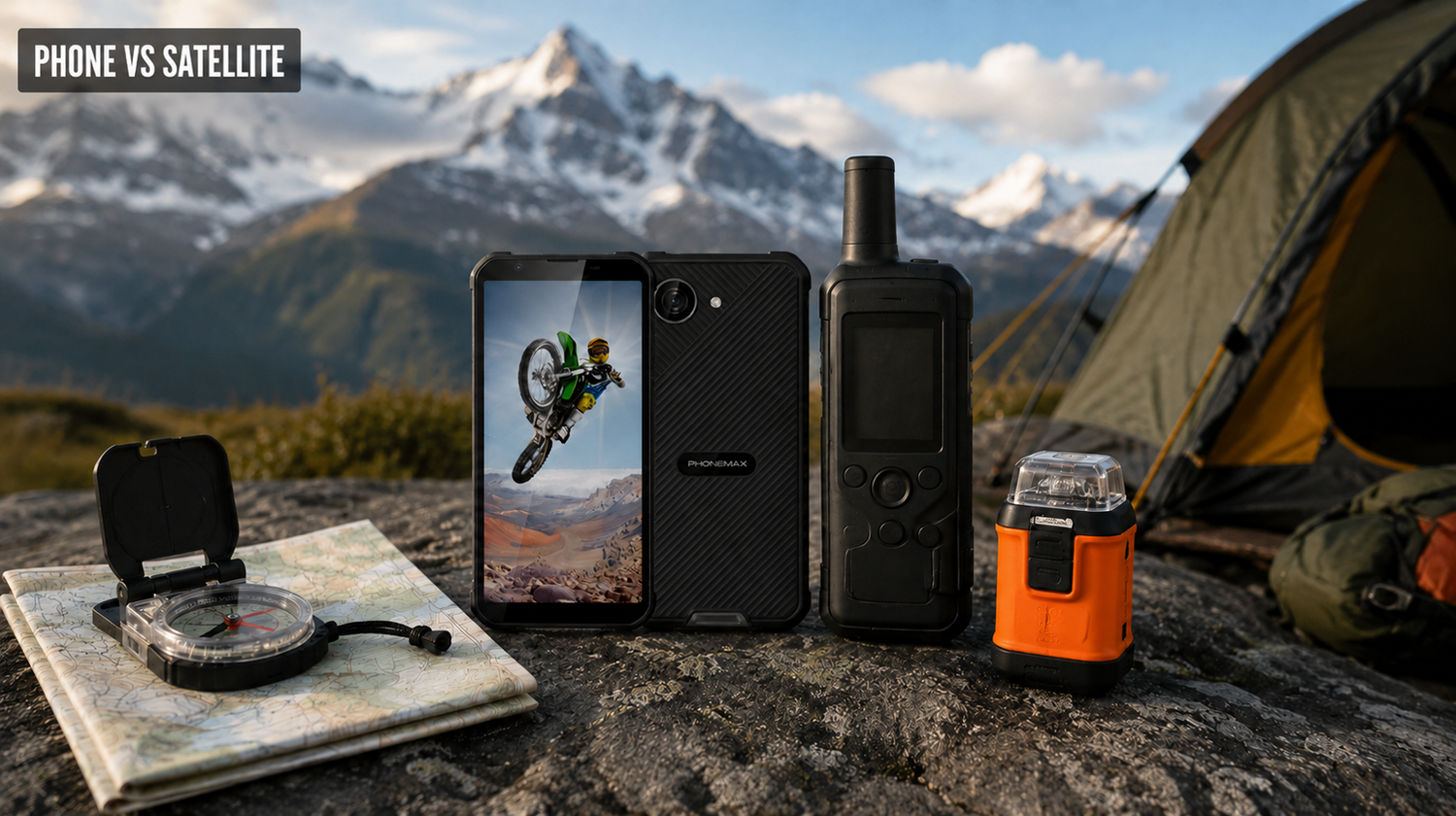 Phonemax X5 with PHONE VS SATELLITE article label