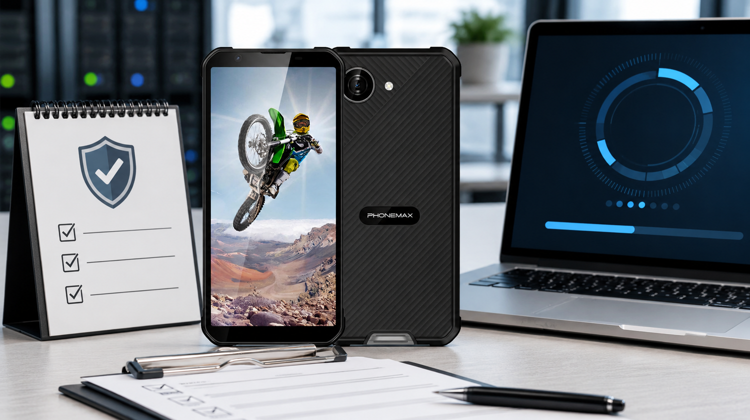 Phonemax X5 at an enterprise security update and procurement audit desk