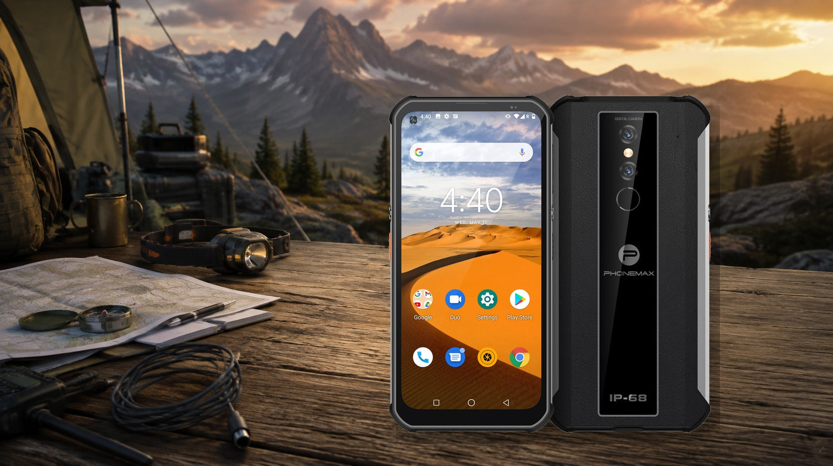Phonemax P1 rugged phone at a remote field camp for battery endurance guidance