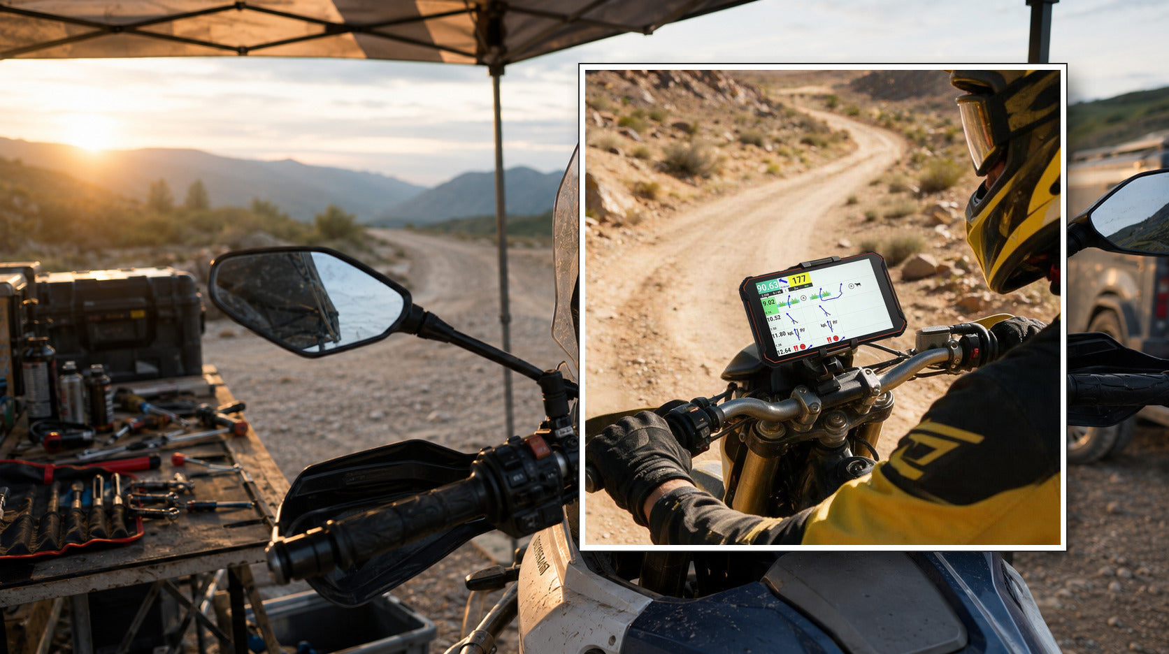 Phonemax N1 motorcycle vibration evaluation at a rally service point