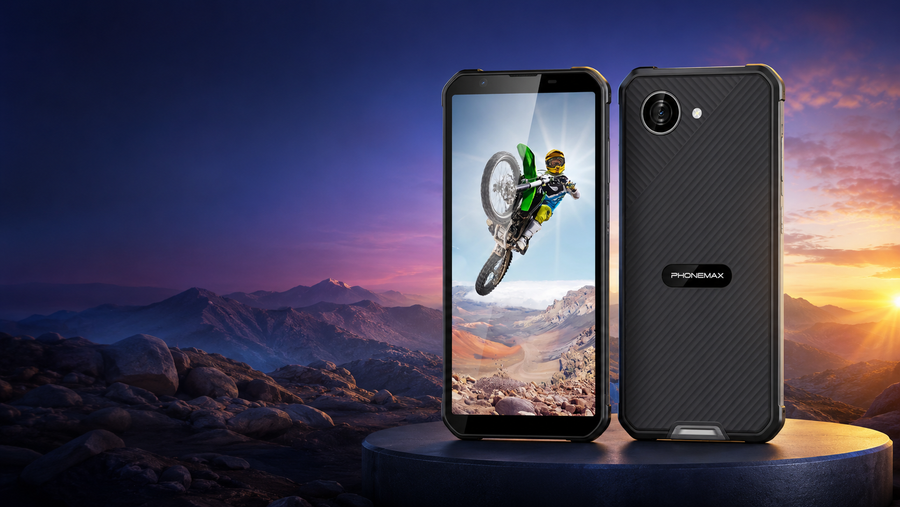 Phonemax X5 new product launch banner with front and rear views