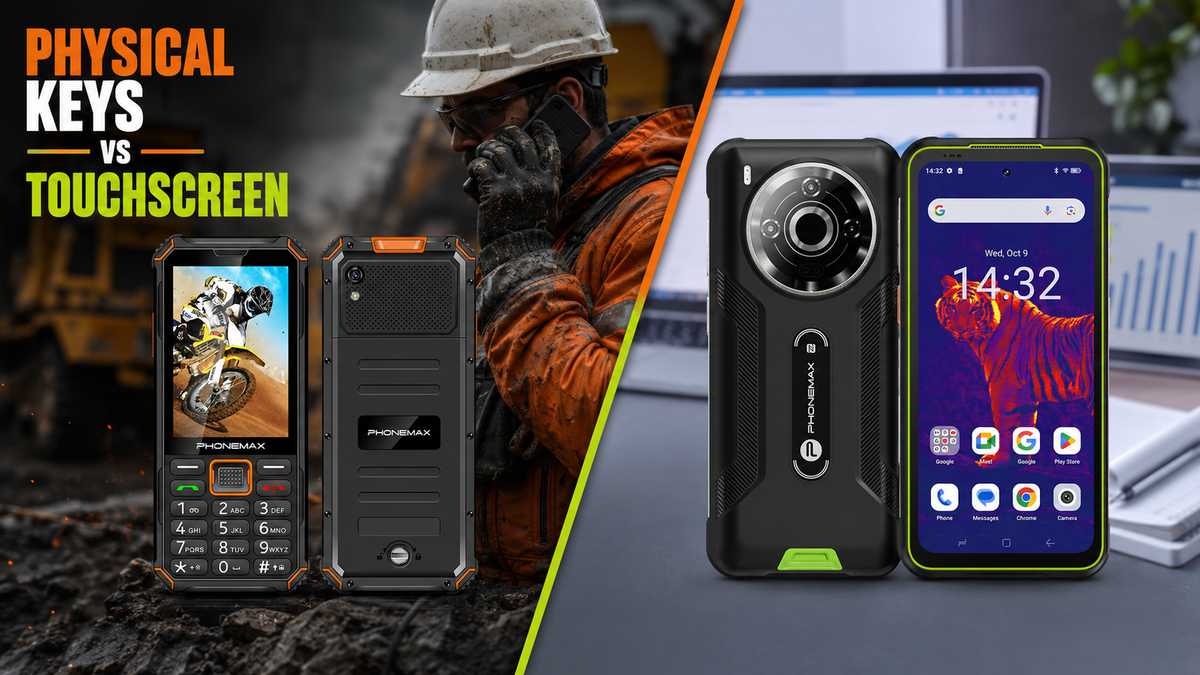 Phonemax F3 T physical keypad phone compared with a full touchscreen rugged phone for work calls