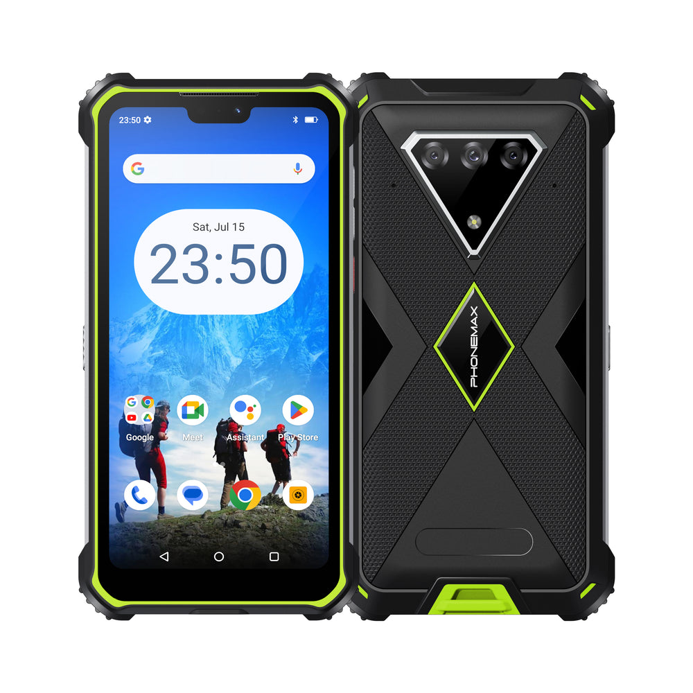 Phonemax M10 front and rear view in green
