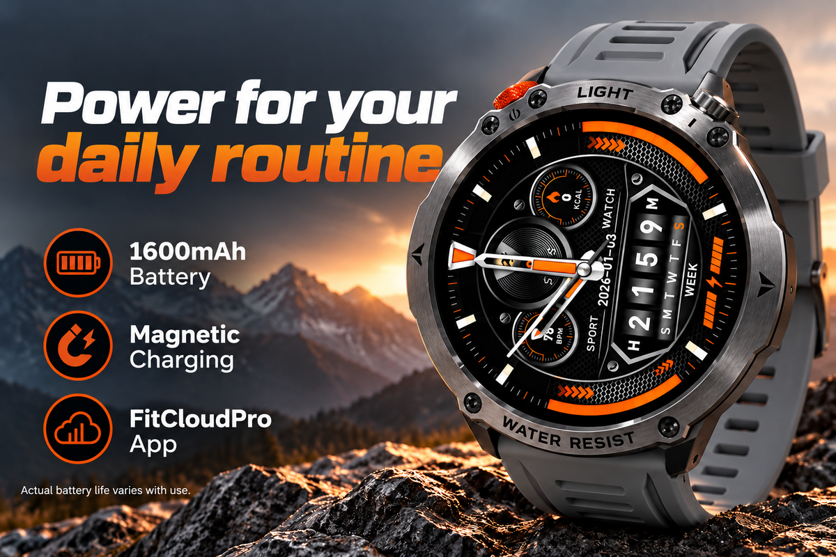Phonemax Watch 2 1600mAh battery, magnetic charging and FitCloudPro app